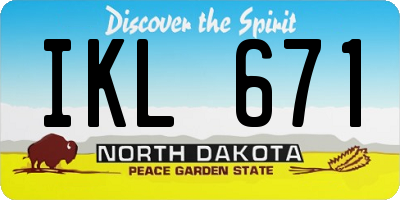 ND license plate IKL671