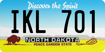ND license plate IKL701