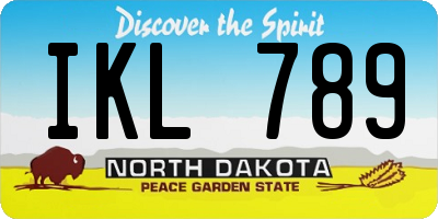 ND license plate IKL789