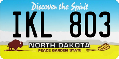 ND license plate IKL803
