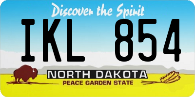 ND license plate IKL854
