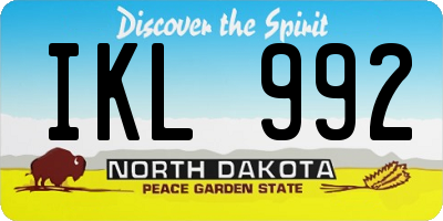 ND license plate IKL992