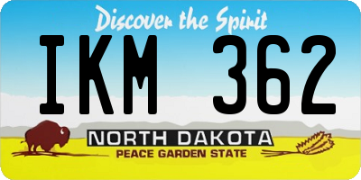 ND license plate IKM362