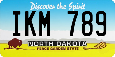 ND license plate IKM789