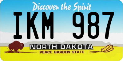 ND license plate IKM987