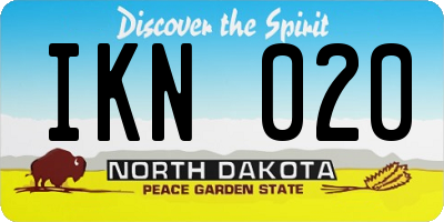 ND license plate IKN020