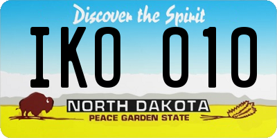 ND license plate IKO010