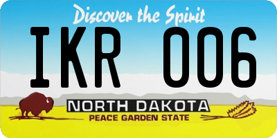 ND license plate IKR006