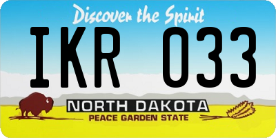 ND license plate IKR033