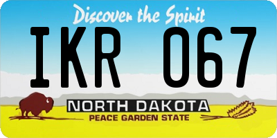 ND license plate IKR067