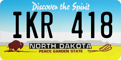 ND license plate IKR418