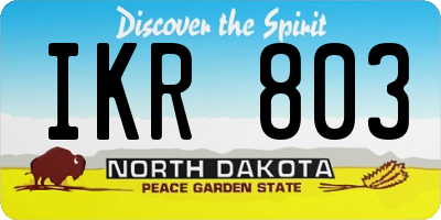 ND license plate IKR803