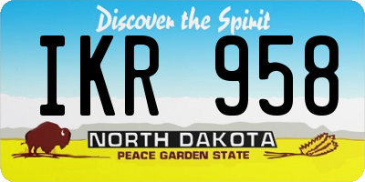 ND license plate IKR958