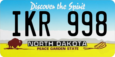 ND license plate IKR998