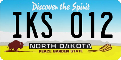 ND license plate IKS012