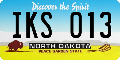 ND license plate IKS013