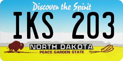 ND license plate IKS203