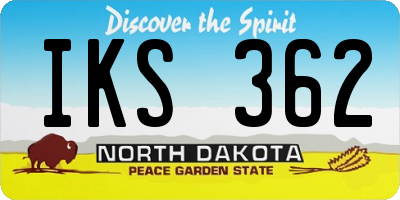 ND license plate IKS362