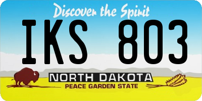 ND license plate IKS803