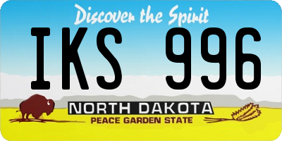 ND license plate IKS996
