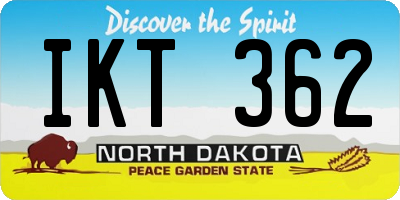 ND license plate IKT362