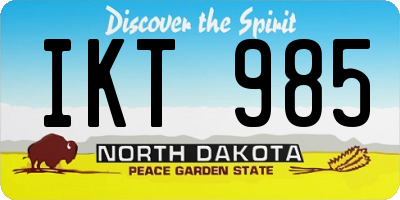 ND license plate IKT985