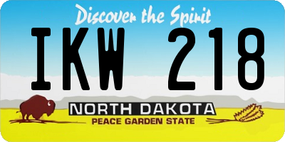 ND license plate IKW218