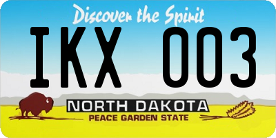ND license plate IKX003