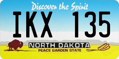 ND license plate IKX135