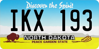 ND license plate IKX193