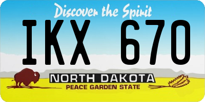 ND license plate IKX670