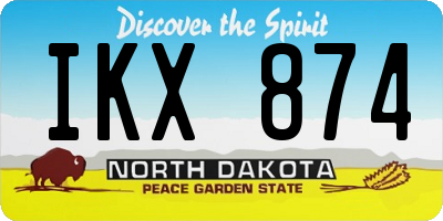 ND license plate IKX874