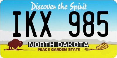 ND license plate IKX985