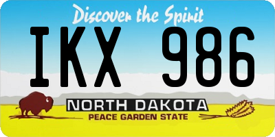 ND license plate IKX986