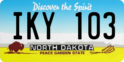 ND license plate IKY103