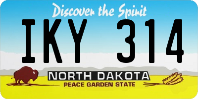 ND license plate IKY314