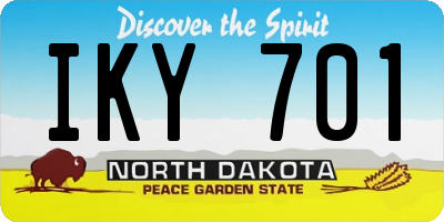 ND license plate IKY701