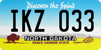 ND license plate IKZ033