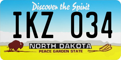 ND license plate IKZ034