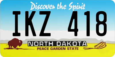 ND license plate IKZ418