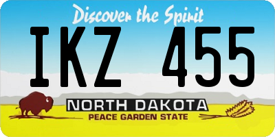 ND license plate IKZ455