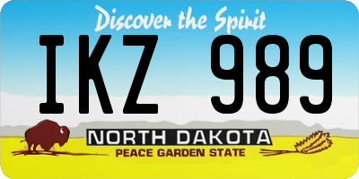 ND license plate IKZ989