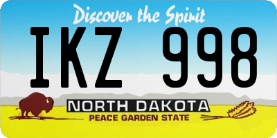 ND license plate IKZ998
