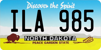ND license plate ILA985