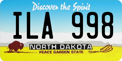 ND license plate ILA998