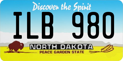 ND license plate ILB980