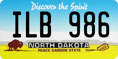 ND license plate ILB986