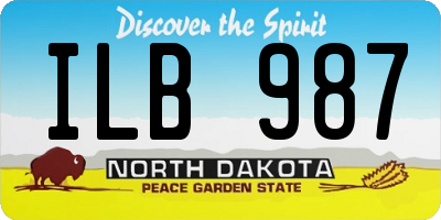 ND license plate ILB987