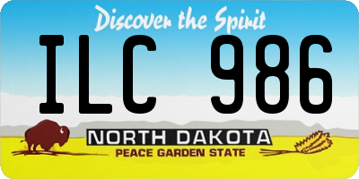 ND license plate ILC986