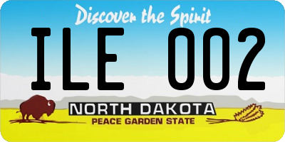 ND license plate ILE002
